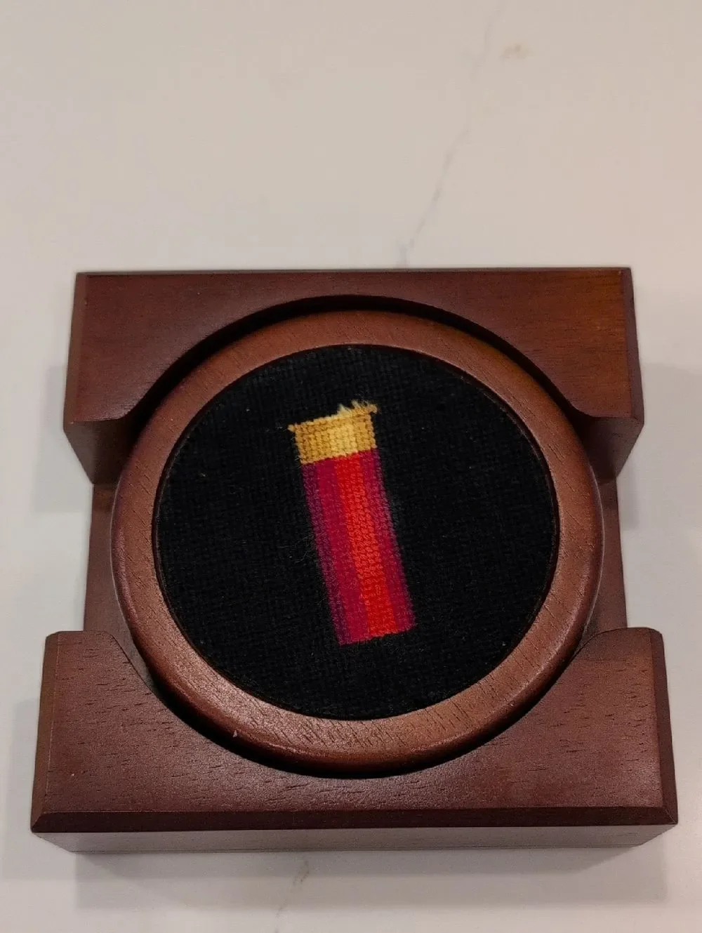 Smathers & Branson Shotgun Shells Needlepoint Coaster Set of 4 In Wood Box